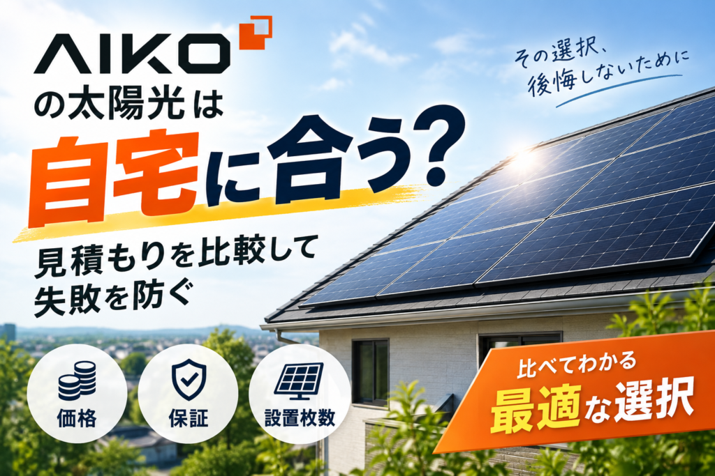 AIKOの太陽光は自宅に合う？価格・保証・設置枚数で見積もりを比較して